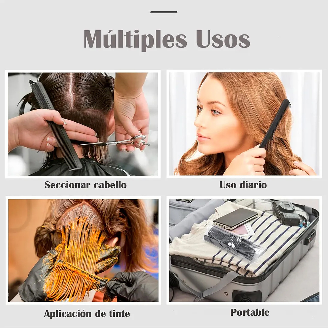 Peine Peluqueria Kit Profesional Barberia Estilista 10 Pzs 5