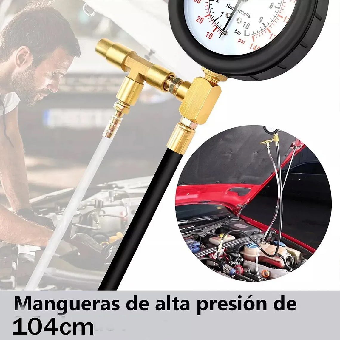 Medidor Manómetro De Presión Inyección Combustible Universal 3