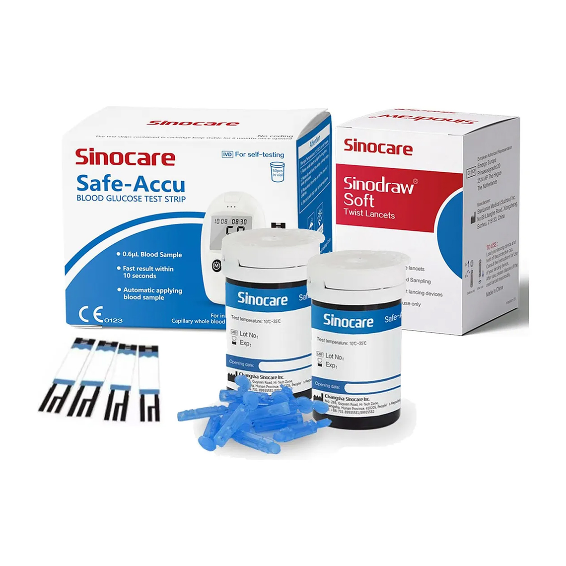 50 Tiras Reactivas Y 50 Lancetas Sinocare Safe Accu 1