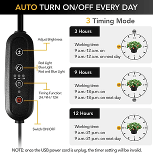 Lampara De Cultivo Indoor Con Temporizador Plantas Luz