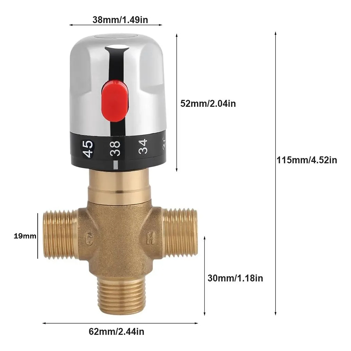 Válvula Mezcladora Termostática Ajustable 3 Baño Latón Agua 7