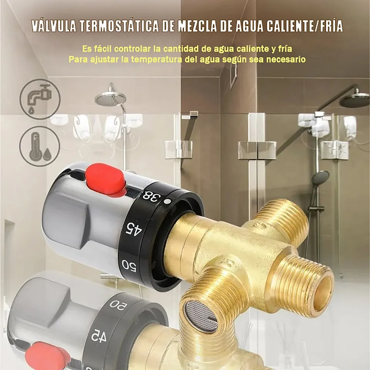 Válvula Mezcladora Termostática Ajustable 3 Baño Latón Agua 4