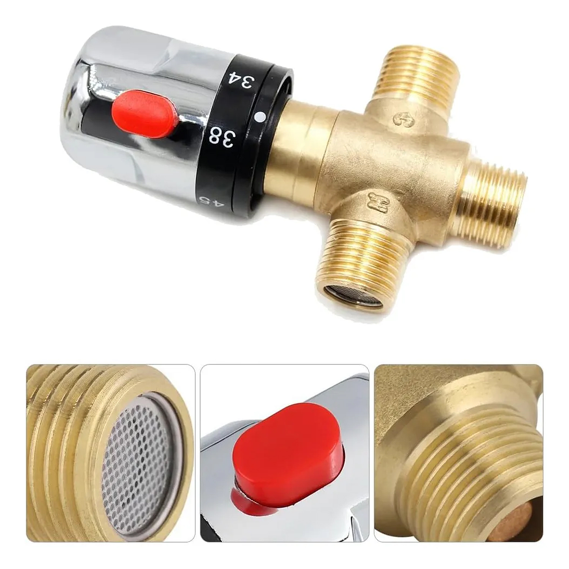 Válvula Mezcladora Termostática Ajustable 3 Baño Latón Agua 3