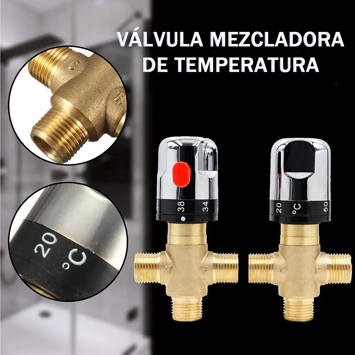 Válvula Mezcladora Termostática Ajustable 3 Baño Latón Agua 5