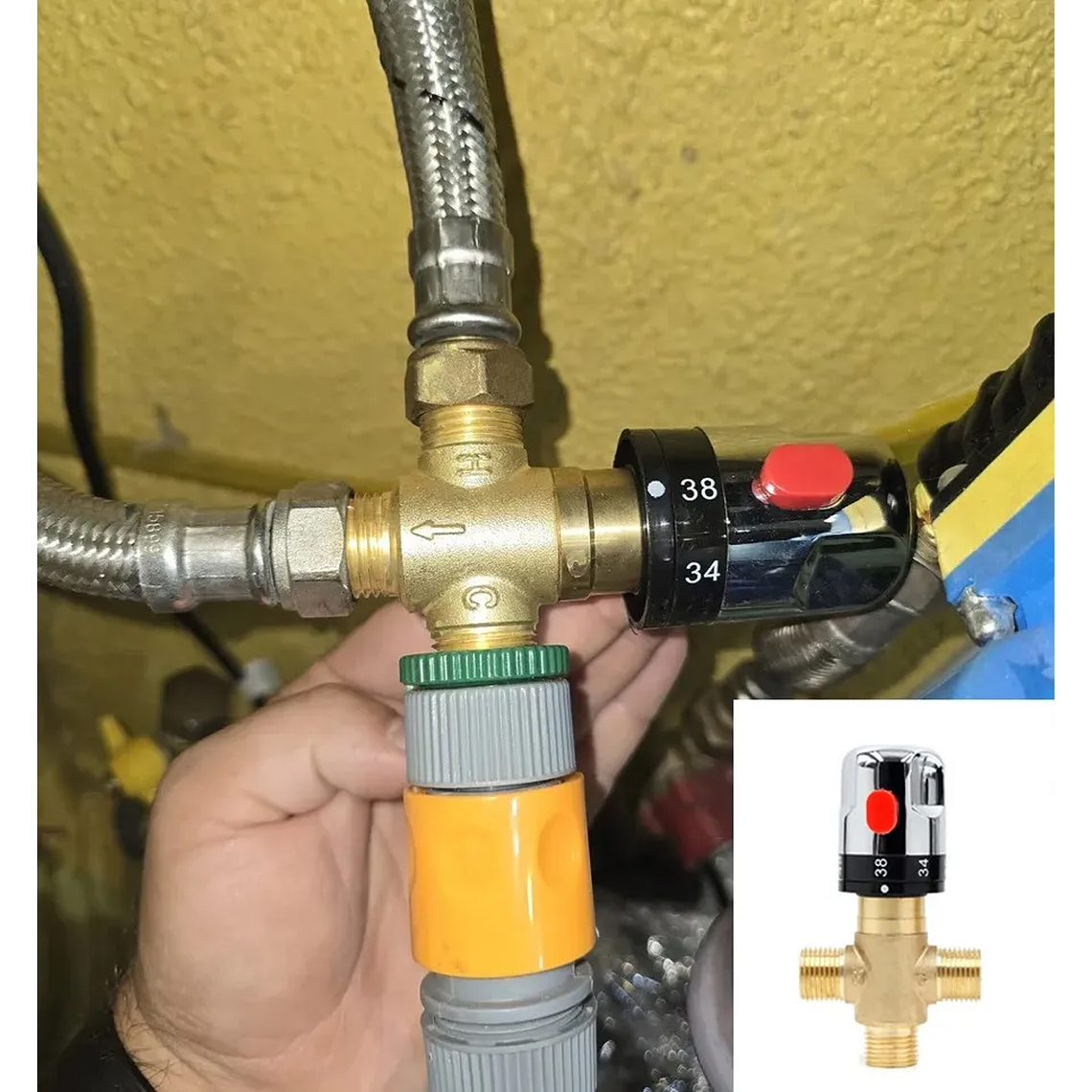 Válvula Mezcladora Termostática Ajustable 3 Baño Latón Agua 6