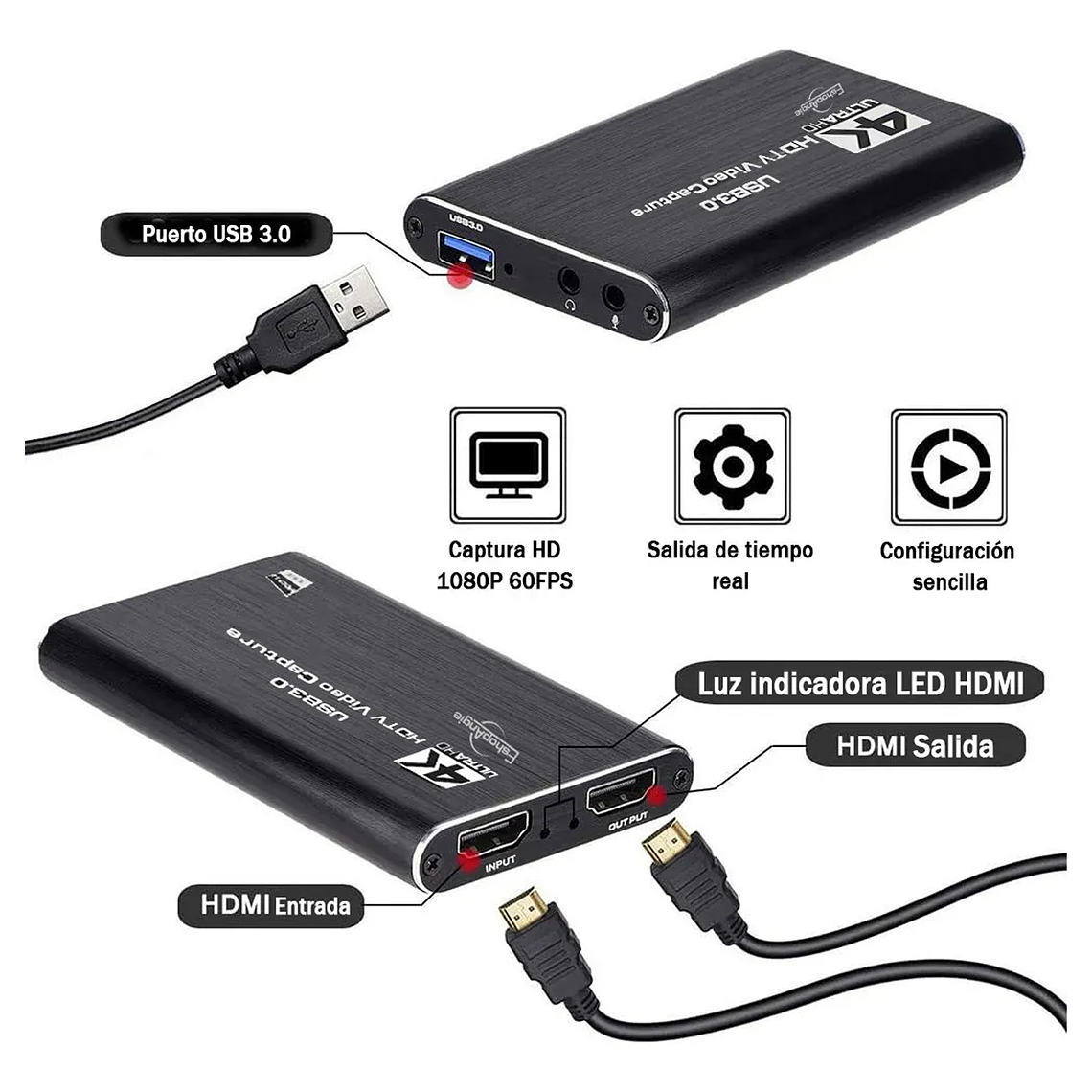 Capturadora Video Hdtv 4k Ultra Audio Mic In Streaming 3.0 4
