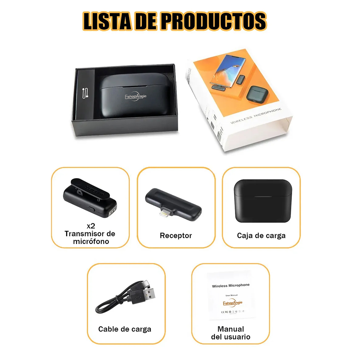 Micrófono Inalámbrico Doble Solapa + Estuche Entrada Usb C 5