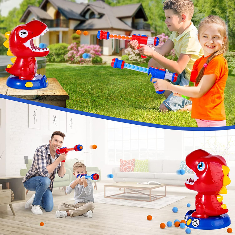 Juguete De Tiro De Dinosaurio Pistolas Lanza Pelotas 6