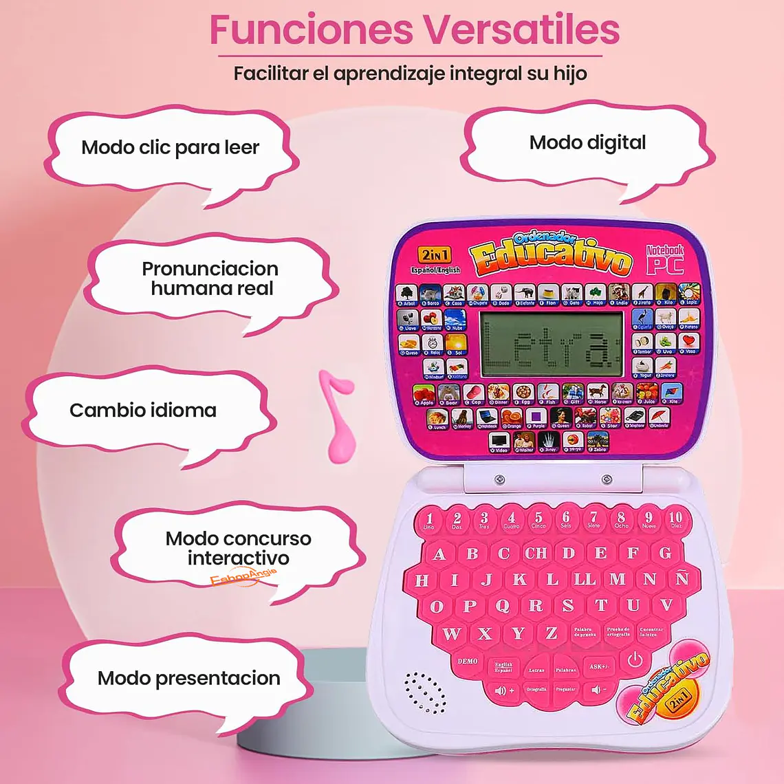 Laptop De Juguete Didáctica Educativa Con Pantalla 4