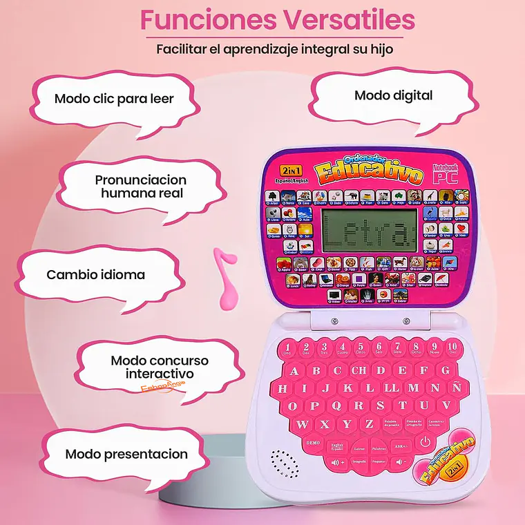 Laptop De Juguete Didáctica Educativa Con Pantalla 4