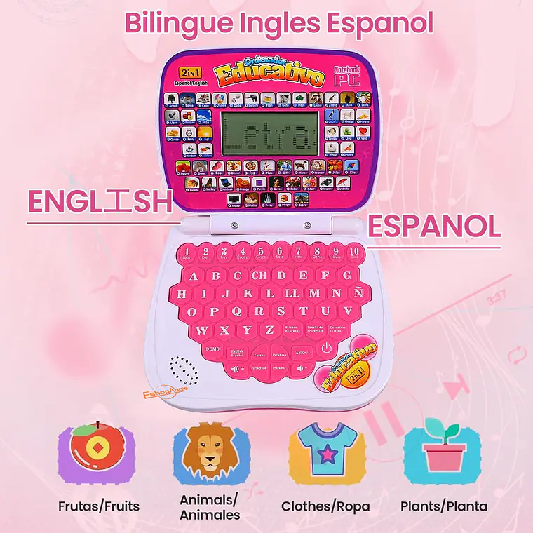 Laptop De Juguete Didáctica Educativa Con Pantalla 6