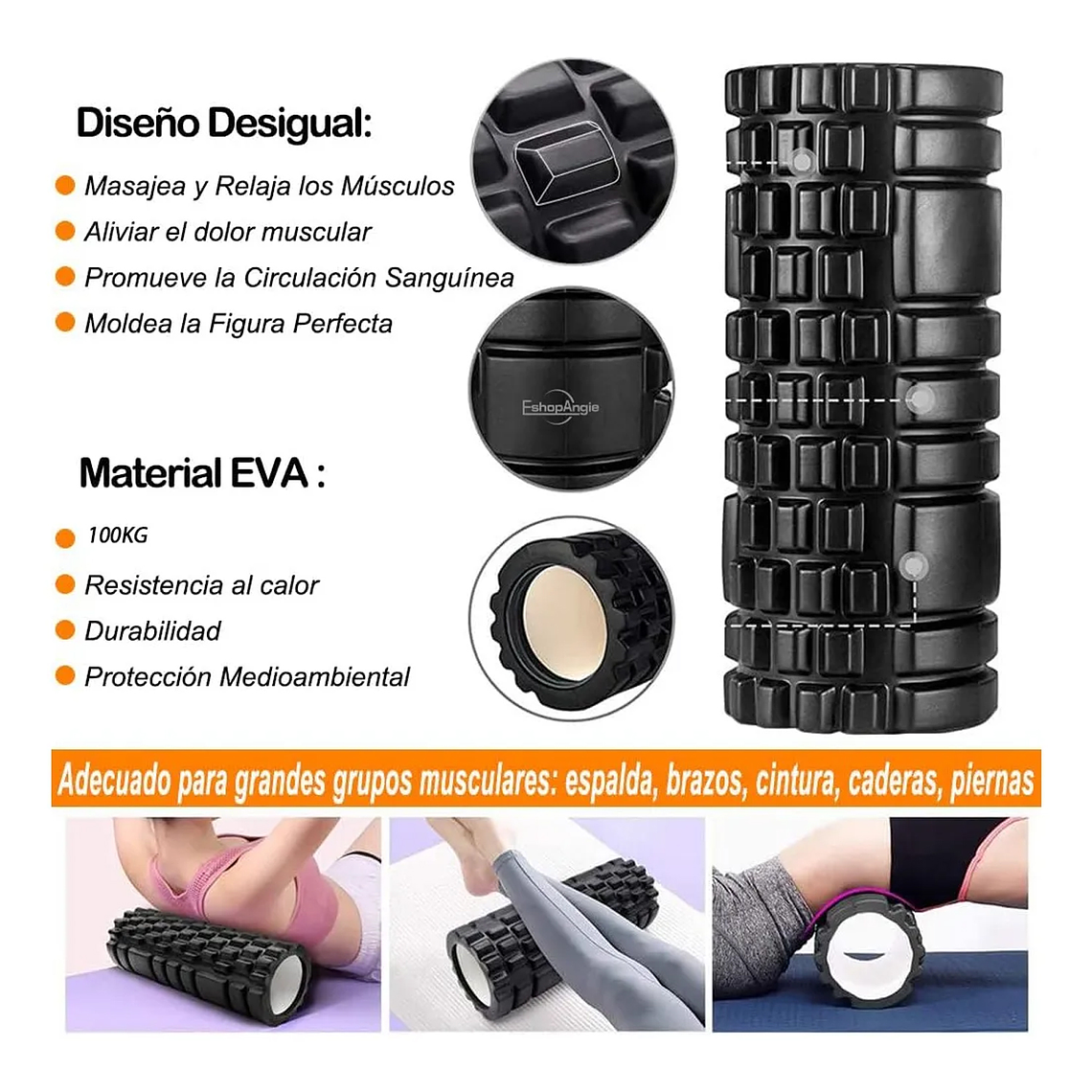 Set 9en1 Rodillo Completo Elongacion Masaje Roller Foam Yoga 3