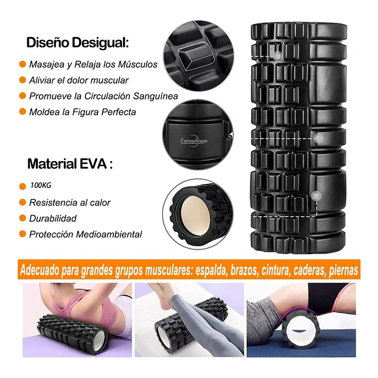 Set 9en1 Rodillo Completo Elongacion Masaje Roller Foam Yoga 3