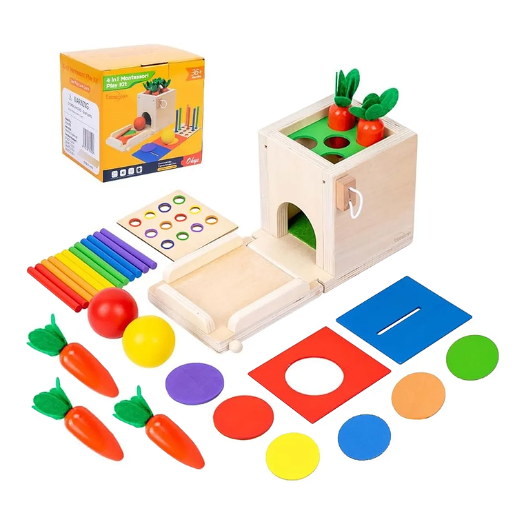 Juguete De Madera Cubo Encaje Didáctico 4en1 Montesori Niños 1