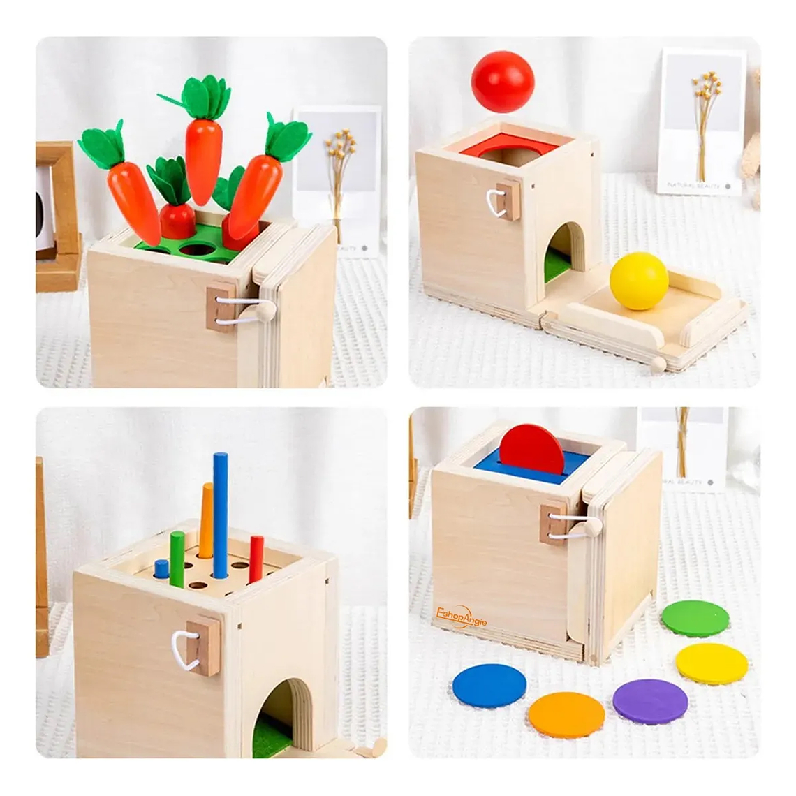 Juguete De Madera Cubo Encaje Didáctico 4en1 Montesori Niños 3