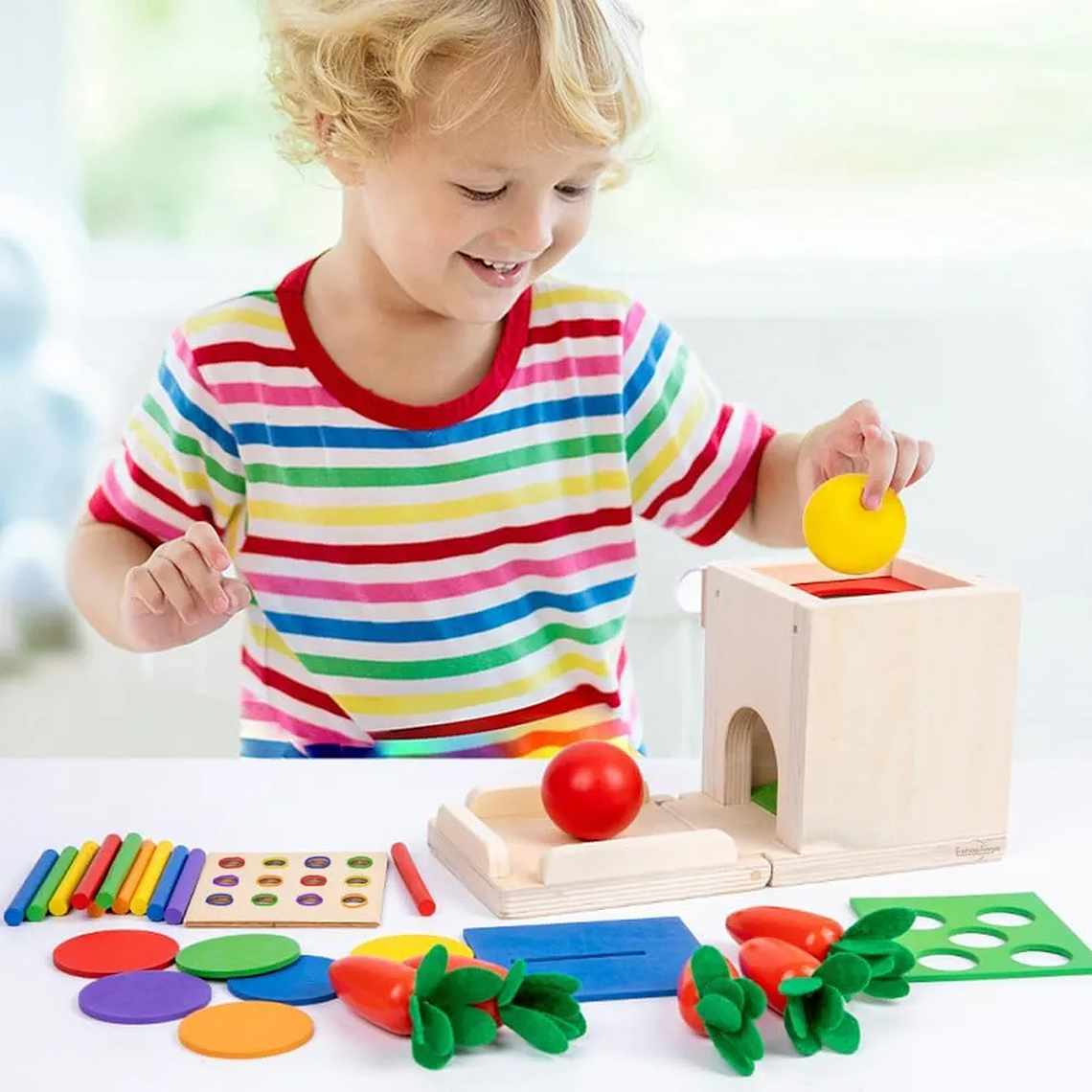 Juguete De Madera Cubo Encaje Didáctico 4en1 Montesori Niños 4