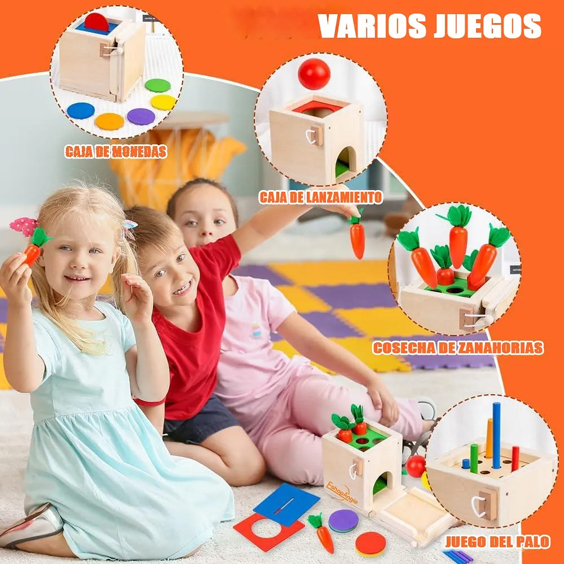 Juguete De Madera Cubo Encaje Didáctico 4en1 Montesori Niños 5