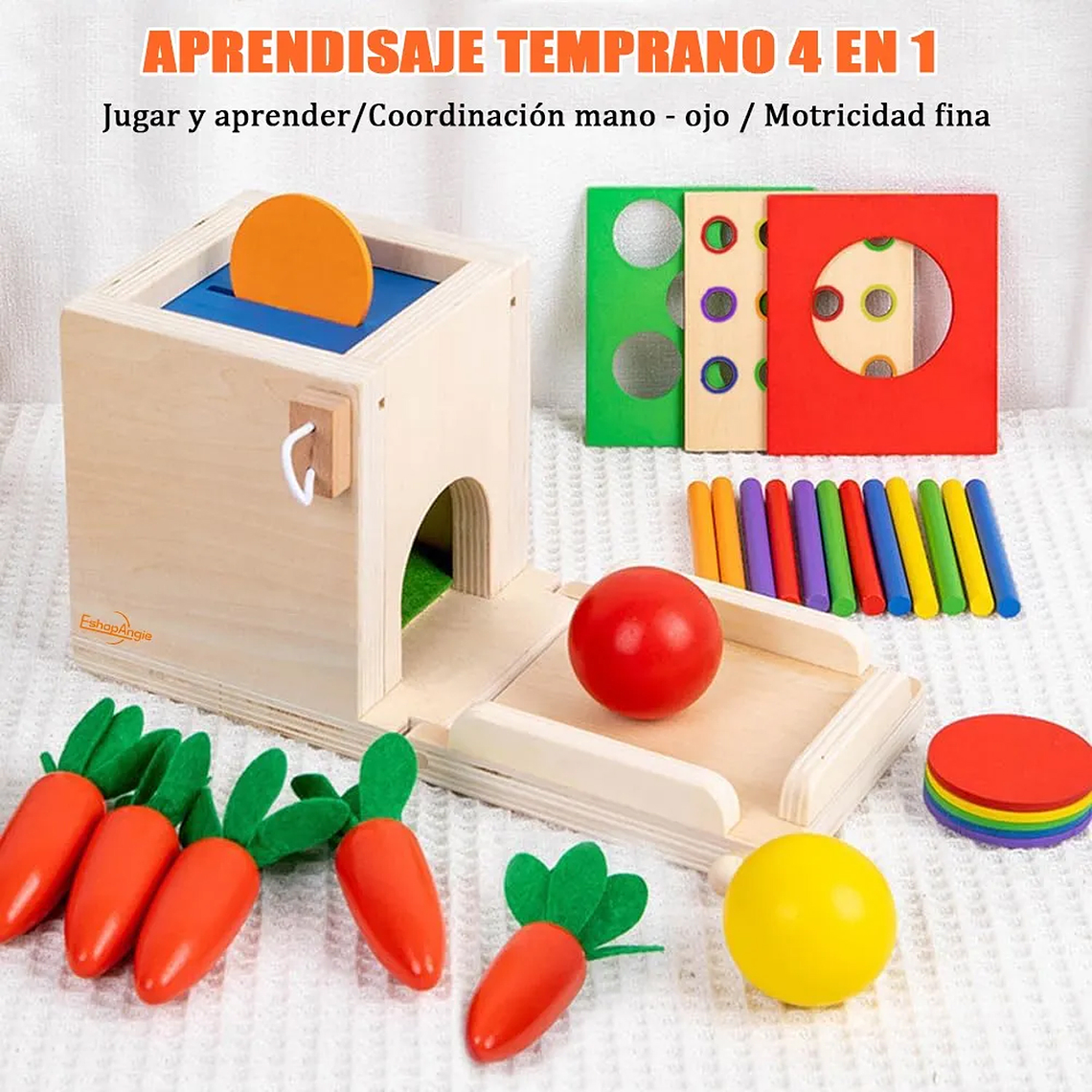 Juguete De Madera Cubo Encaje Didáctico 4en1 Montesori Niños 6