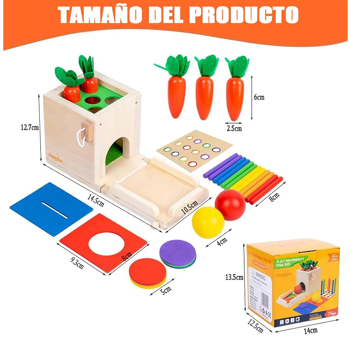 Juguete De Madera Cubo Encaje Didáctico 4en1 Montesori Niños 8