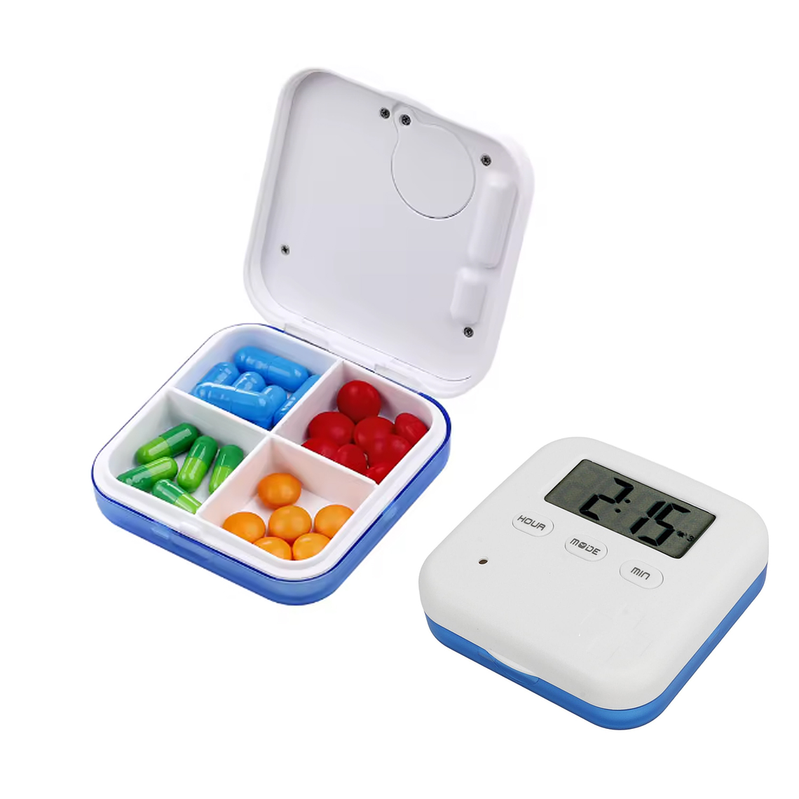 Pastillero 4 Compartimento Alarmas Recordatorio Temporizador 1