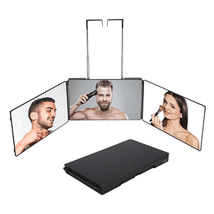 Espejo De 3 Vías De Corte De Pelo Triple De 360° Con Ganchos