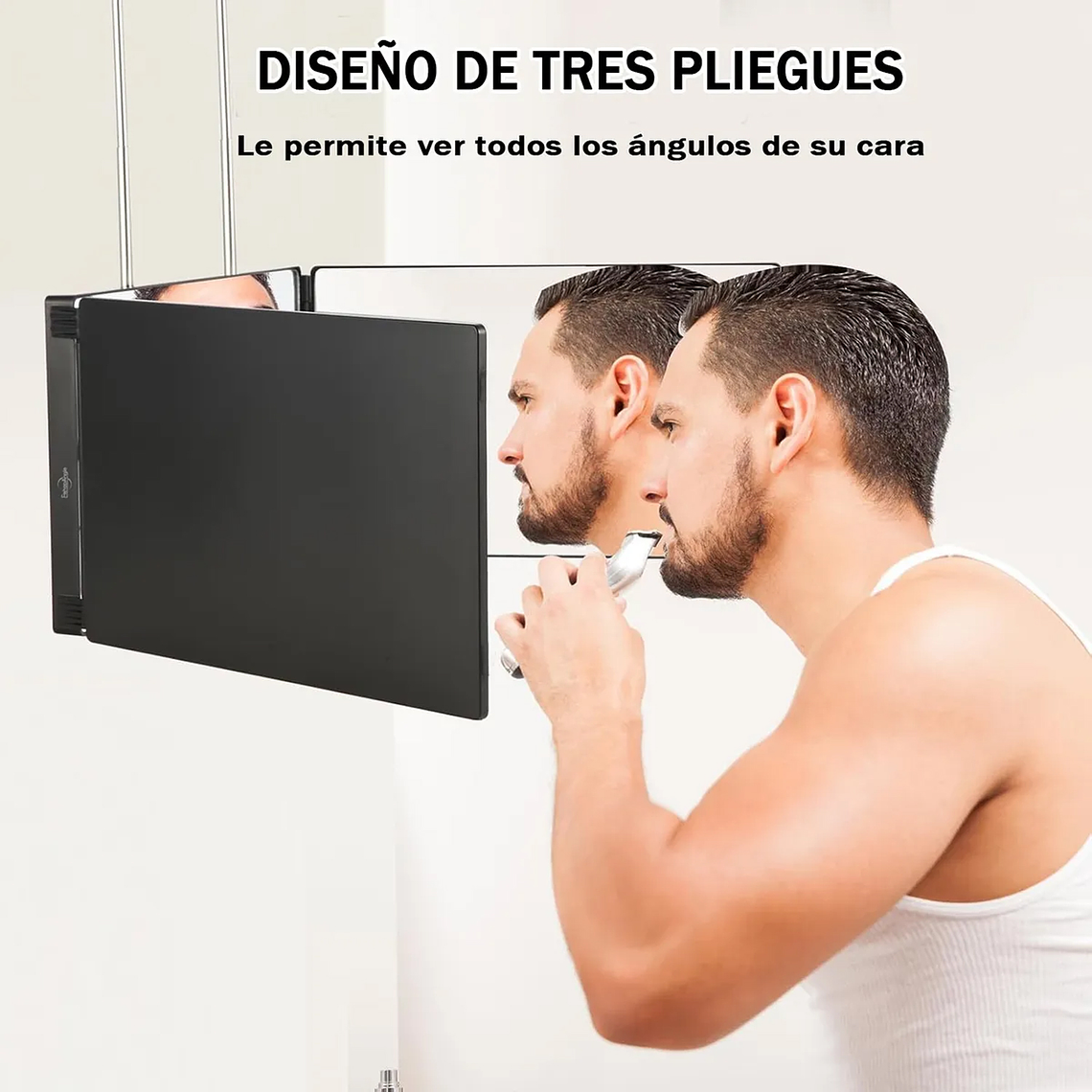 Espejo De 3 Vías De Corte De Pelo Triple De 360° Con Ganchos 3