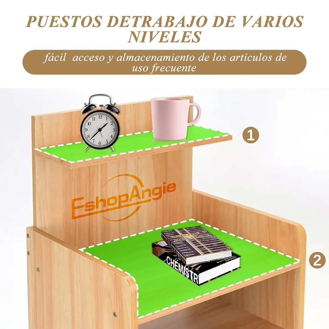 Velador Mesa De Noche 3 Niveles Con Cajon 33*26*60 Cm 4