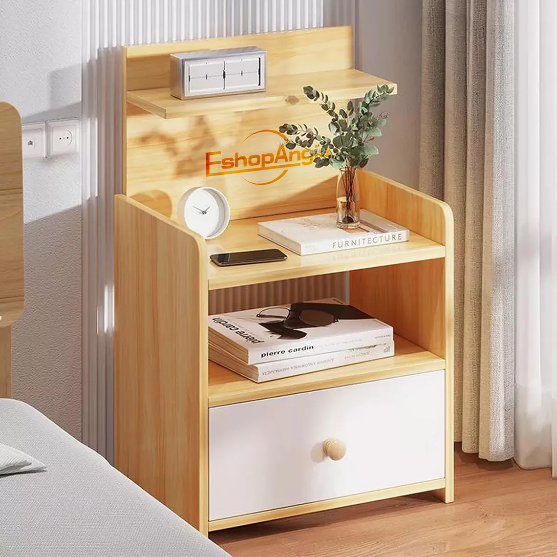 Velador Mesa De Noche 3 Niveles Con Cajon 33*26*60 Cm 5