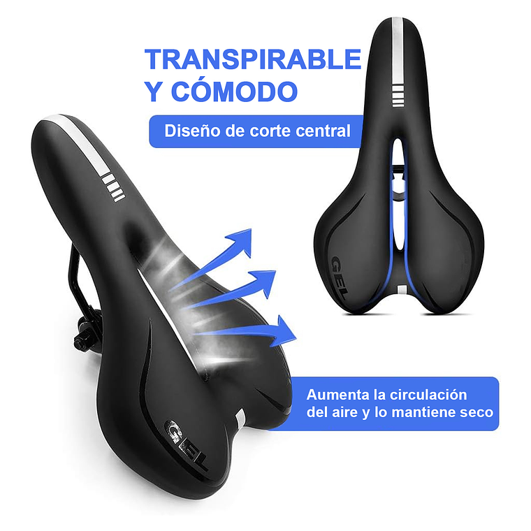 Sillín Asiento Gel Antiprostático Máxima Comodidad Bicicleta 2