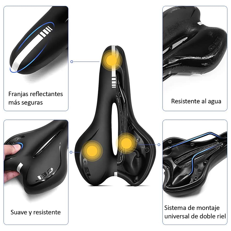 Sillín Asiento Gel Antiprostático Máxima Comodidad Bicicleta 4