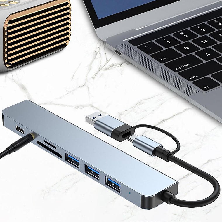 Hub Adaptador Usb Tipo C 8 En 2 Para Mac Macbook Windows 6