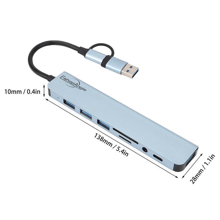 Hub Adaptador Usb Tipo C 8 En 2 Para Mac Macbook Windows 7