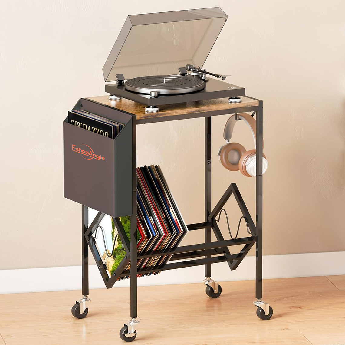 Mesa De Soporte Tocadiscos Y Almacenamiento De Vinilos 2