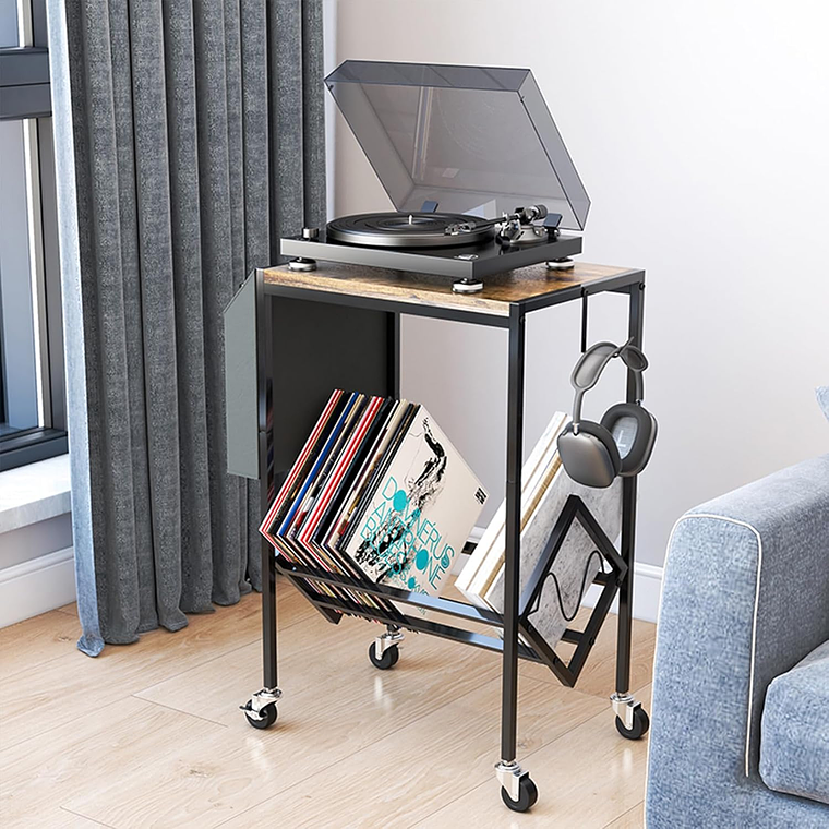 Mesa De Soporte Tocadiscos Y Almacenamiento De Vinilos 3