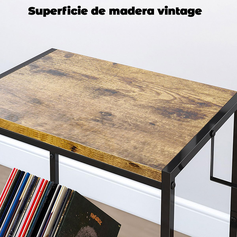 Mesa De Soporte Tocadiscos Y Almacenamiento De Vinilos 7