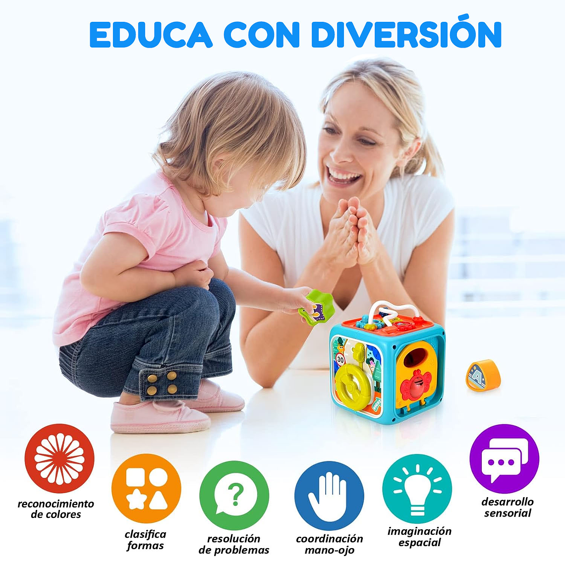 Cubo Multiactividades Para Bebés Con Luz Y Sonido Educativo 3