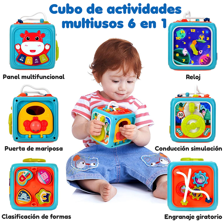 Cubo Multiactividades Para Bebés Con Luz Y Sonido Educativo 4