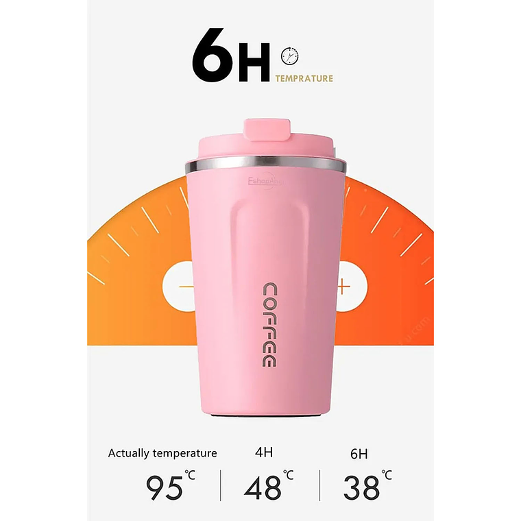 Termo Mug Café Vaso Térmico Portátil 380ml Acero Inoxidable 4