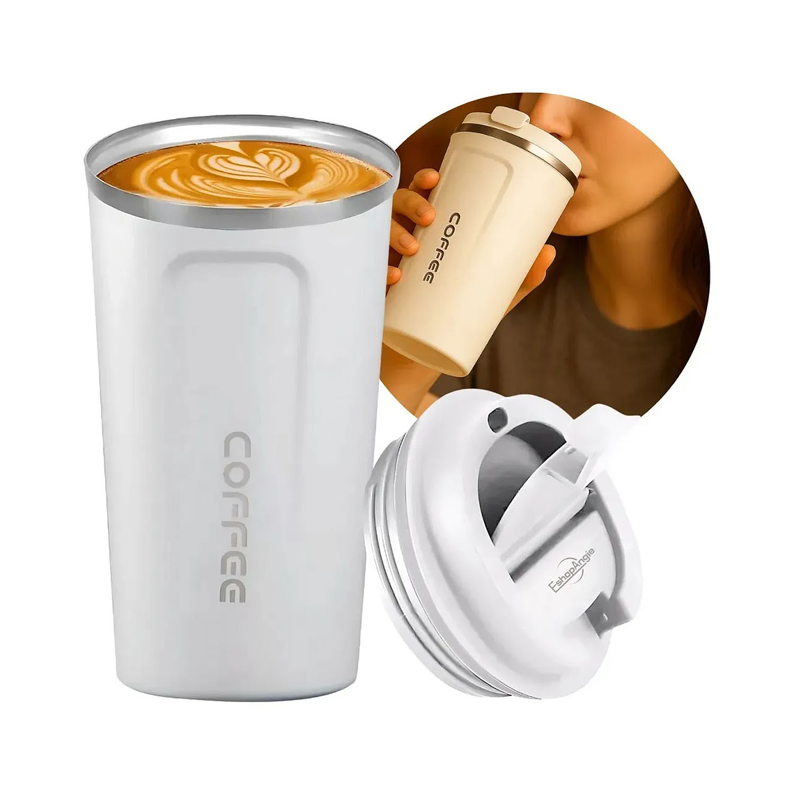 Termo Mug Café Vaso Térmico Portátil 380ml Acero Inoxidable 3