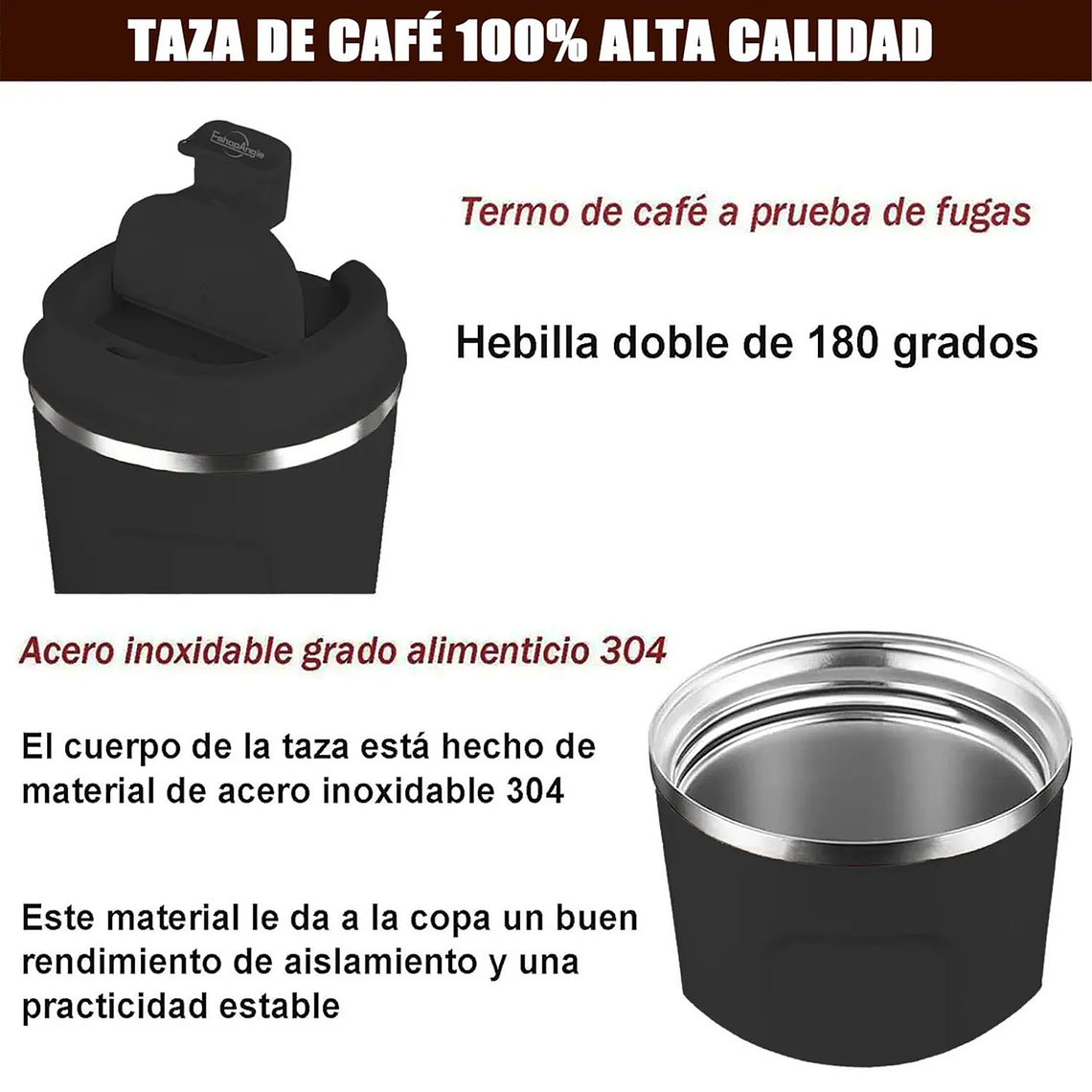 Termo Mug Café Vaso Térmico Portátil 380ml Acero Inoxidable 5