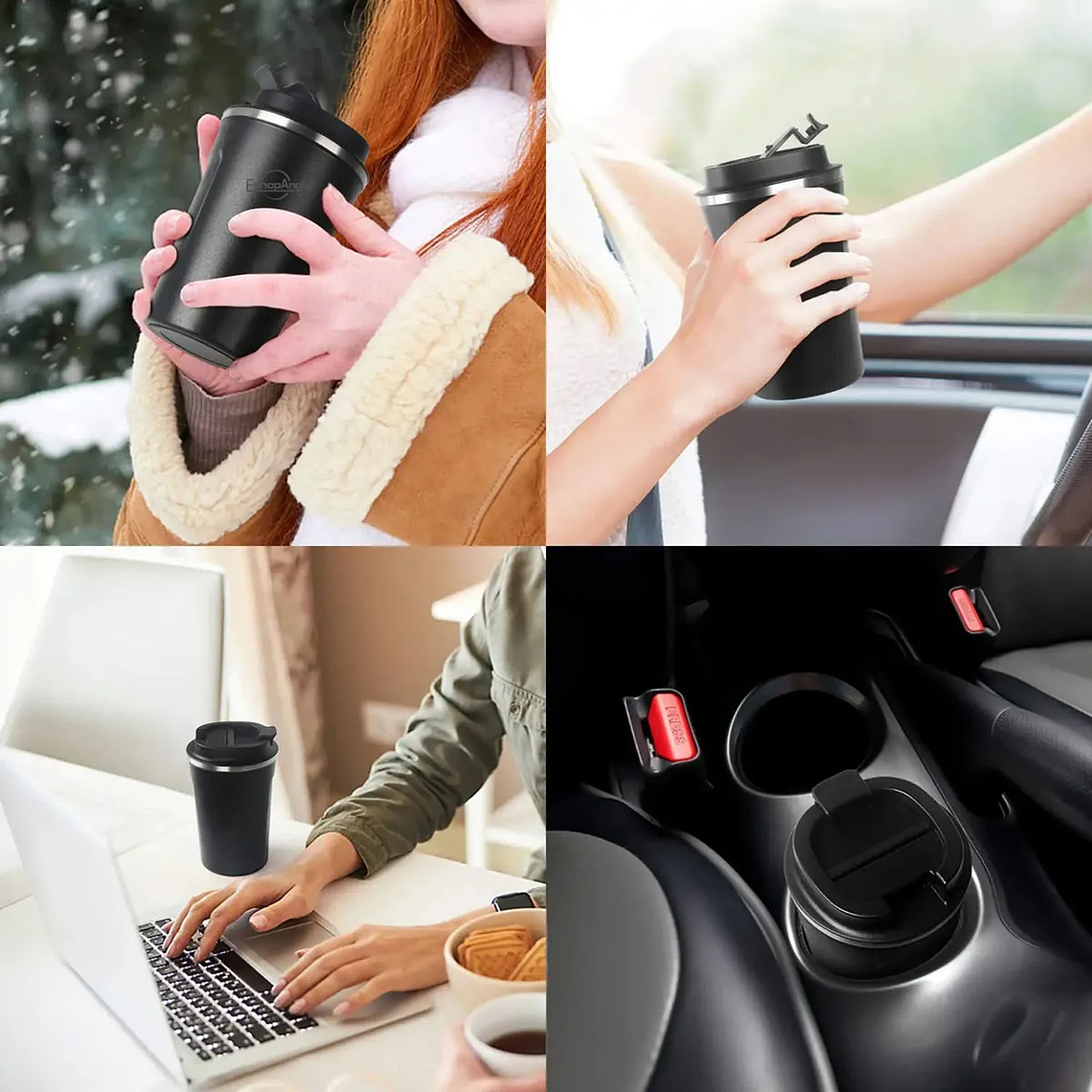 Termo Mug Café Vaso Térmico Portátil 380ml Acero Inoxidable 7