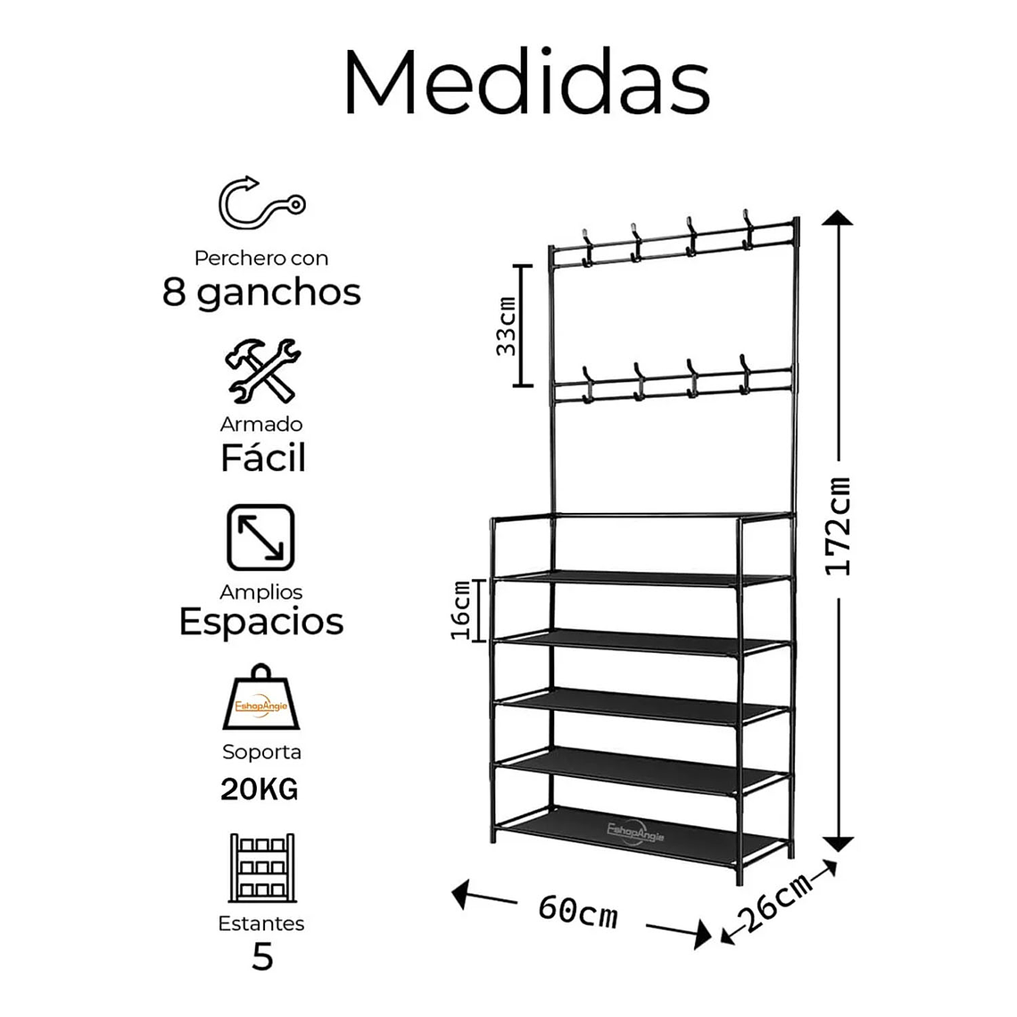 Organizador 2 En 1 De Ropa Perchero Y Zapatero 5 Niveles 8
