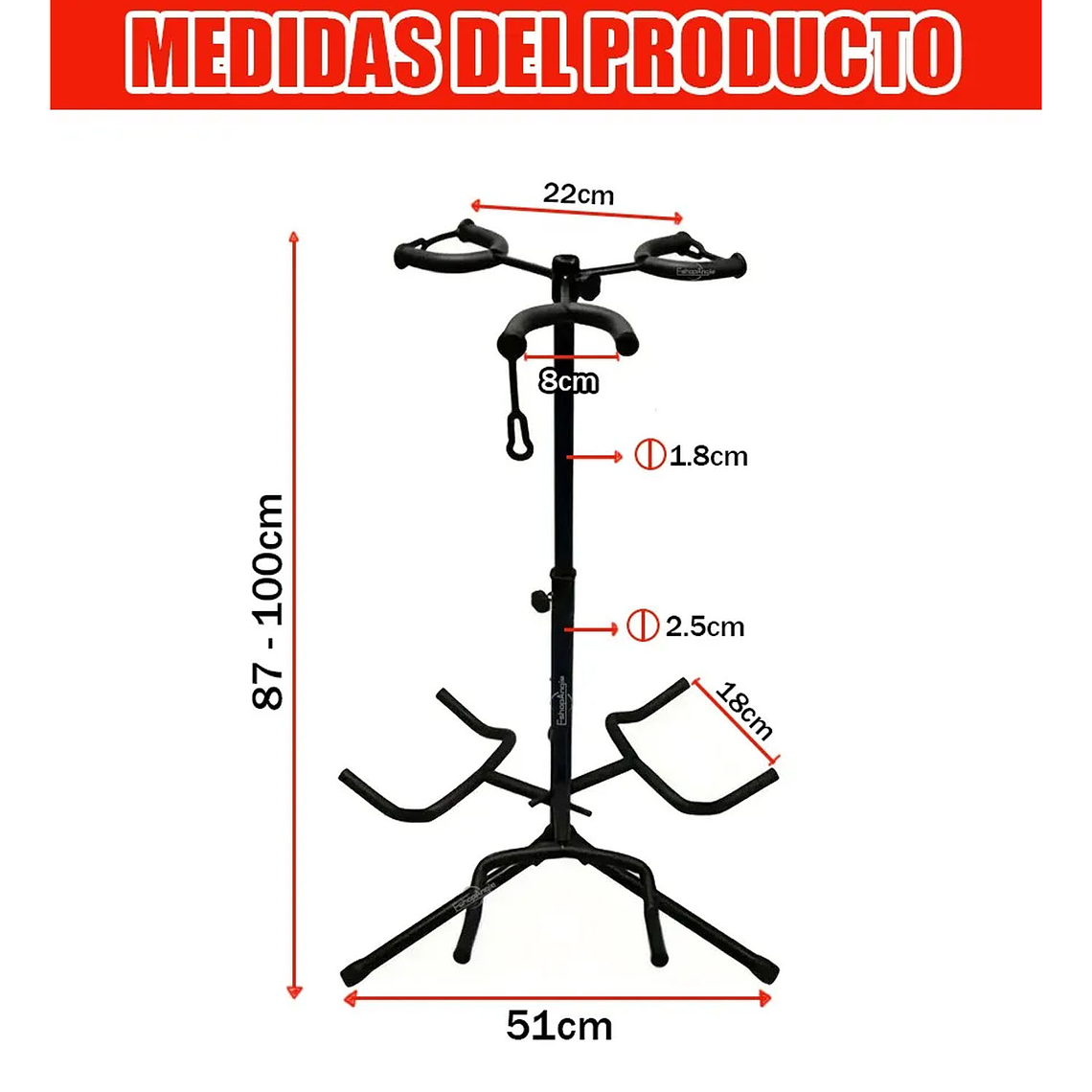 Atril Triple Soporte Para 3 Instrumentos De Cuerda Guitarra 7