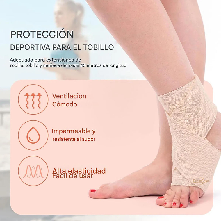 Pack 3 Venda Elástica Compresión 15cmx4.5m Vendaje Con Gancho 2