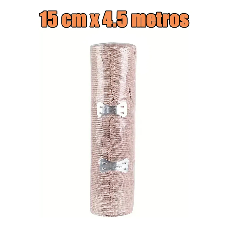 Pack 3 Venda Elástica Compresión 15cmx4.5m Vendaje Con Gancho 5