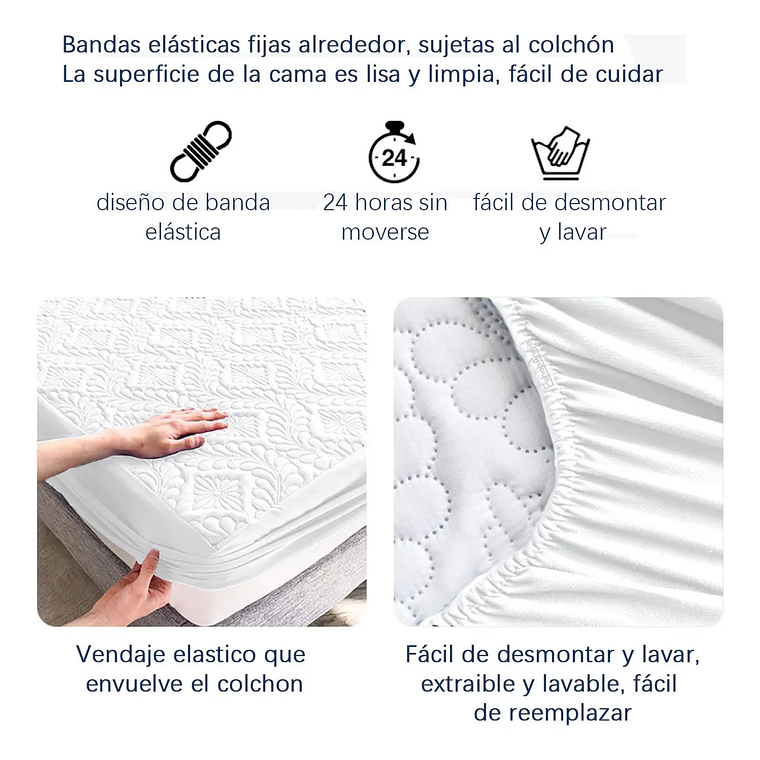 Cubre Colchón 2 Plazas Protector De Mancha Impermeable 4