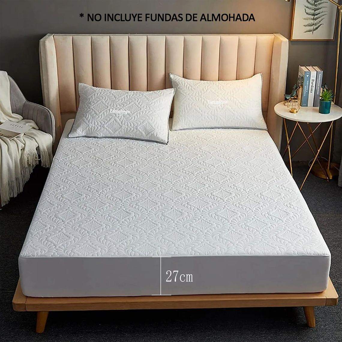 Cubre Colchón 2 Plazas Protector De Mancha Impermeable 8