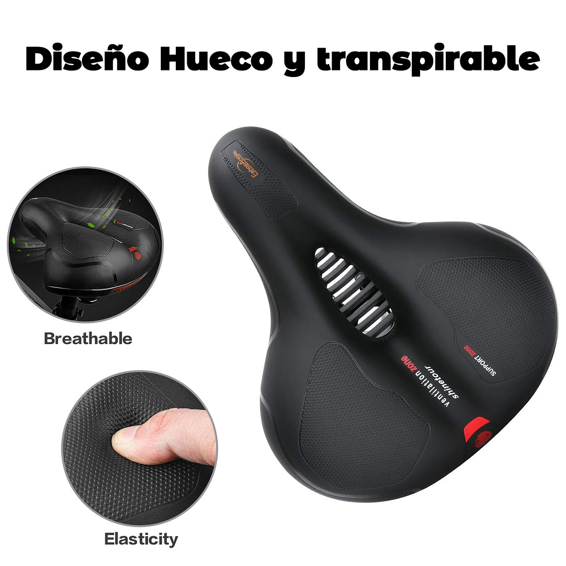 Sillin Bicicleta Antiprostático Cómodo Amplio Reflectante 3