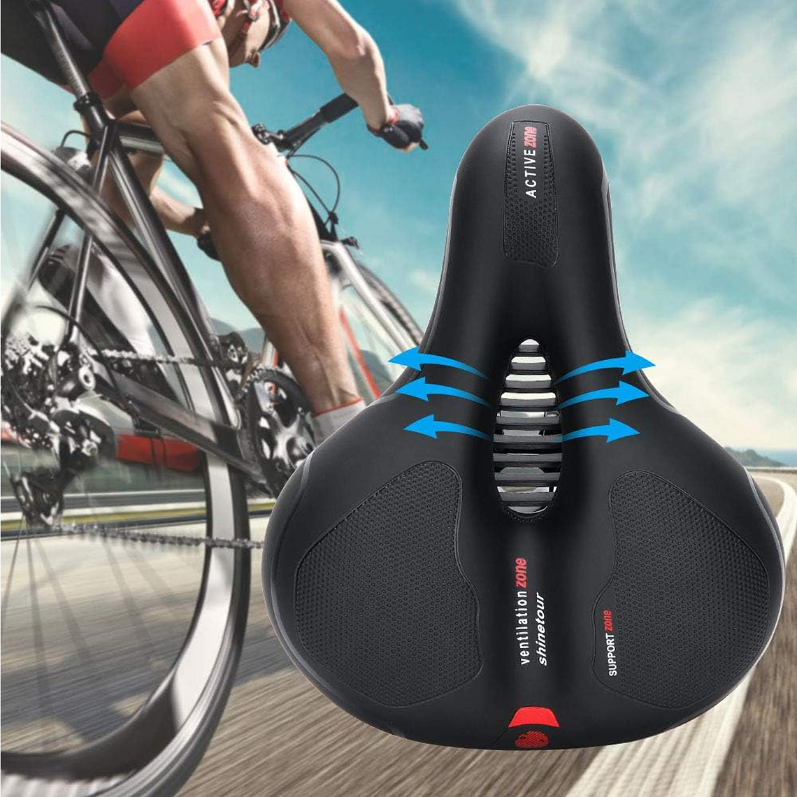 Sillin Bicicleta Antiprostático Cómodo Amplio Reflectante 5