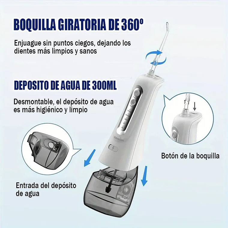 Irrigador Dental Recargable Limpieza Bucal Con Accesorios 2
